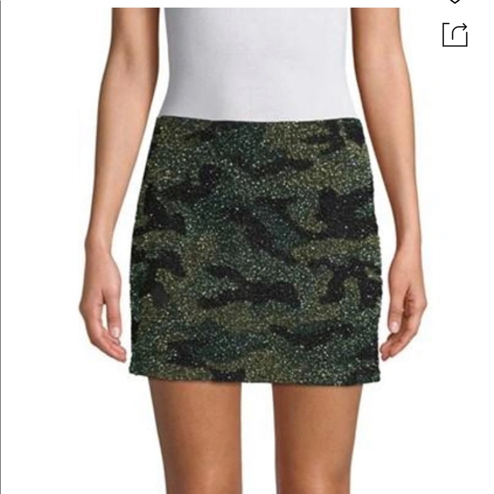 Alice + Olivia Elena Camo Sequin Mini Skirt